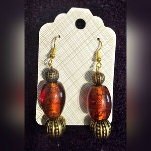 Elegant Gold and Brown Beaded Earrings